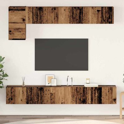 vidaXL Zostava TV skriniek Nástenný 5 pcs Staré drevo Kompozitné drevo