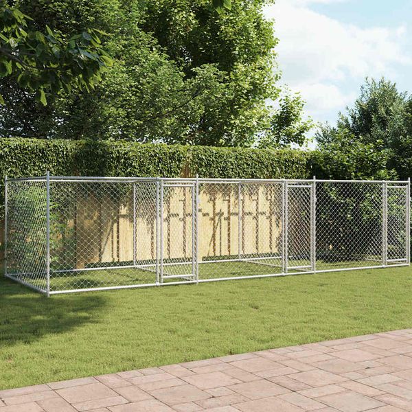vidaXL Klietka pre psa s dvierkami šedá 6x2x1,5 m pozinkovaná oceľ