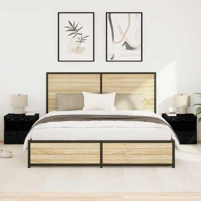 vidaXL Nočný stolík 2 pcs Čierny dub 50 x 40 x 45 cm Kompozitné drevo