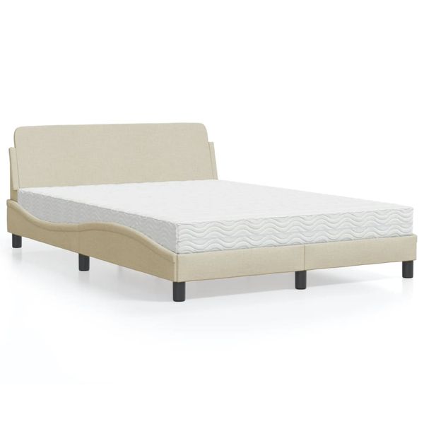vidaXL Posteľ s matracom Dover krémová 140x190 cm látka