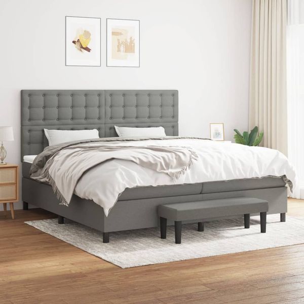 vidaXL Boxspring posteľ s matracom tmavosivá 200x200 cm látka