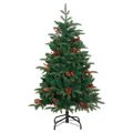 vidaXL Umelý výklopný vianočný stromček so šiškami a bobuľami 150 cm