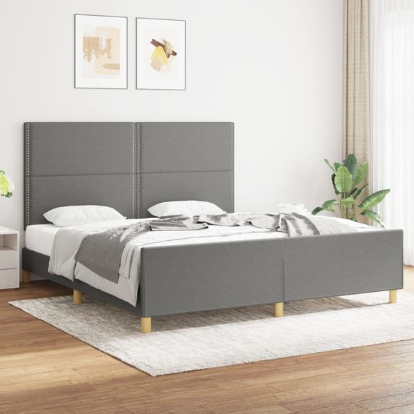vidaXL Posteľ bez matraca tmavosivá 180x200 cm látka