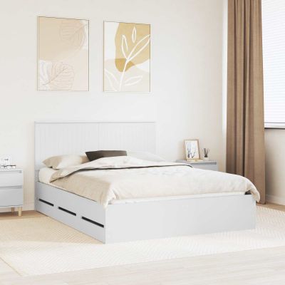 vidaXL Rám postele so zásuvkou Biela 150 x 200 cm Inžinierske drevo