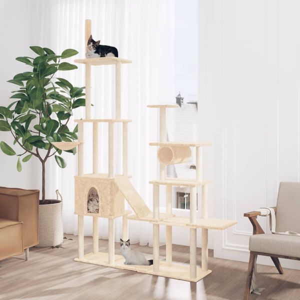 vidaXL Škrabadlo pre mačky so sisalovými stĺpikmi krémové 279 cm