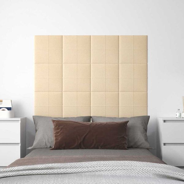 vidaXL Nástenné panely 12 ks krémové 30x30 cm látkové 1,08 m²