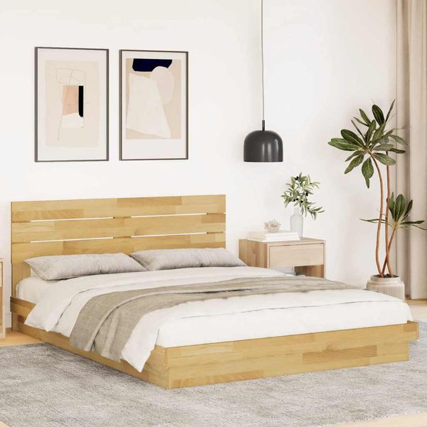 VidaXL Rám postele s čelom bez matraca 135x190cm Dub z masívneho dreva