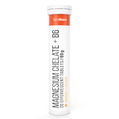 Magnézium chelát + B6 šumivý - GymBeam, svieže mango, 20 tab.
