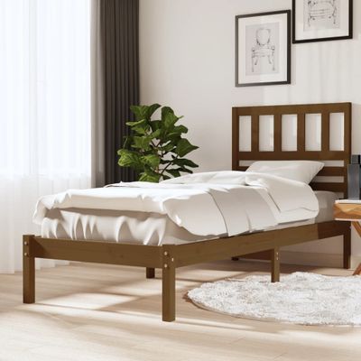vidaXL Posteľný rám medový 90x190 cm borovicový masív jednolôžko
