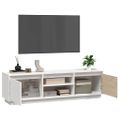 vidaXL TV stolík biely 140x35x40 cm masívna borovica