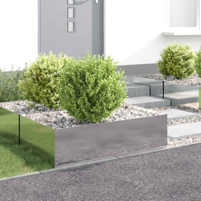 vidaXL Obrubník trávnika 4 ks 100 x 60 x 35 cm Oceľ Strieborná