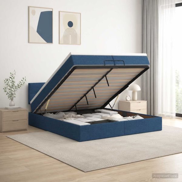 vidaXL Polohovací postel s matrací Modrá 200 x 200 cm Látka