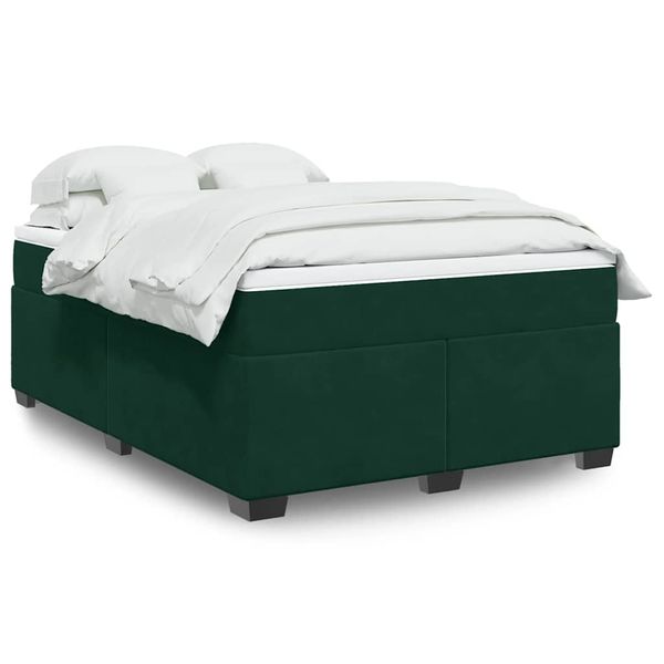 vidaXL Posteľný rám boxsping s matracom tmavozelený 140x200 cm zamat
