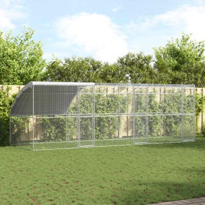 vidaXL Klietka pre sliepky 3 pcs Strieborná 600 x 200 x 200 cm