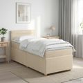 vidaXL Posteľ boxspring s matracom Krémová 100 x 200 cm Látka