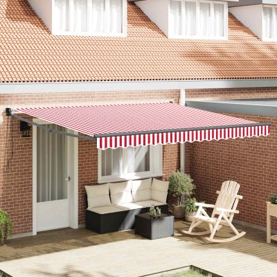 vidaXL Markíza Červená a Biela 400 × 300 cm Polyester a kov