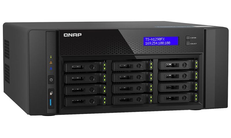 QNAP TS-h1290FX-7302P-128G (AMD EPYC, 128GB ECC RAM, 12x 2,5" U.2, 2x M.2 NVMe, 2x 2,5GbE, 2x 25GbE) Sítové úložište NAS, EPYC 7302P, 128GB ECC RAM, 12x 2,5" SATA III/U.2 NVMe PCIe Gen4 x4, 2x 25Gb SFP28, 2x 2,5Gb LAN, 3x USB 3.0,