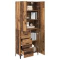 vidaXL Highboard Staré drevo 69,5 x 34 x 180 cm Kompozitné drevo