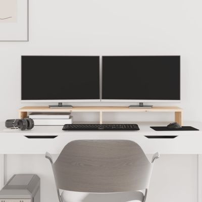 vidaXL Stojan na monitor 100x27x10 cm masívna borovica