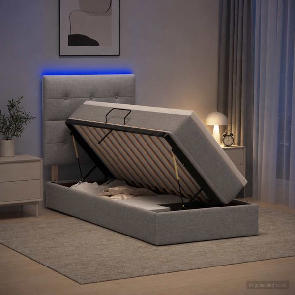 vidaXL LED úložná posteľ s matracom Svetlosivá 90 x 190 cm Látka