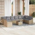 vidaXL Súprava záhradných pohoviek Beige a svetlo šedá polyratan