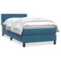 vidaXL Posteľný rám boxsping s matracom tmavomodrý 90x210 cm zamat