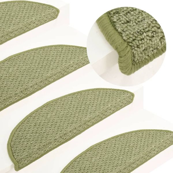 vidaXL Kobercové nášľapy na schody 15 ks zelené 65x21x4 cm