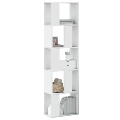 vidaXL Knižnica 5 políc biela 45x23,5x162,5 cm kompozitné drevo