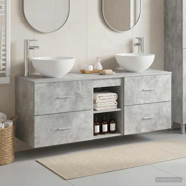 vidaXL Set kabinetov do kúpeľne 3 ks Betónovo sivá 49,5 x 41 x 64,5 cm