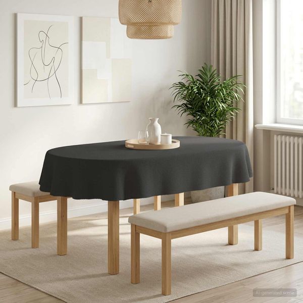 vidaXL Uterák na stôl Oválny Tmavosivá 130 x 220 cm