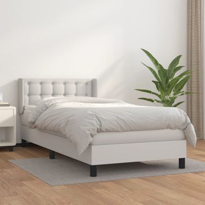 vidaXL Boxspring posteľ s matracom biela 90x190 cm umelá koža