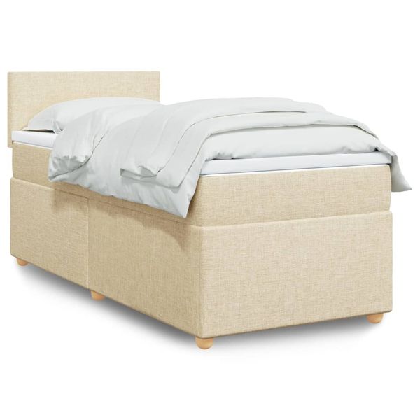 vidaXL Boxspring posteľ s matracom krémová 100x200 cm látka
