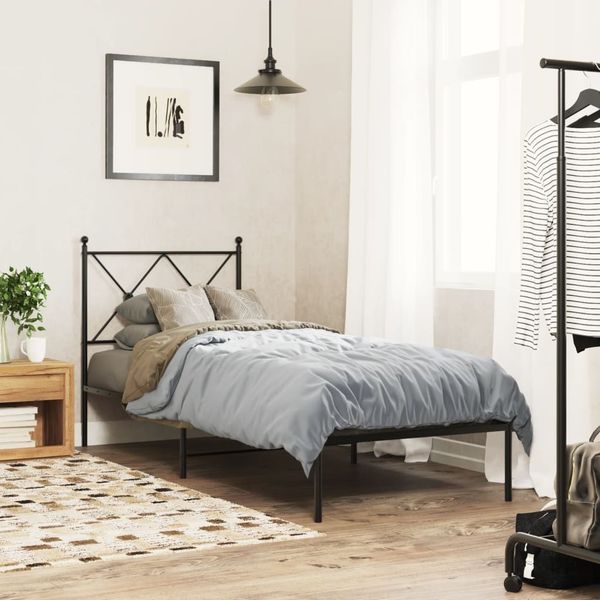 vidaXL Kovový rám postele s čelom čierny 75x190 cm