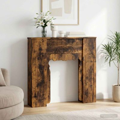 vidaXL Rám krbu Dymový dub 93 x 20 x 89 cm Kompozitné drevo