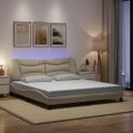 vidaXL Rám postele s LED bez matraca Hvar Krémová 180x200 cm Látka