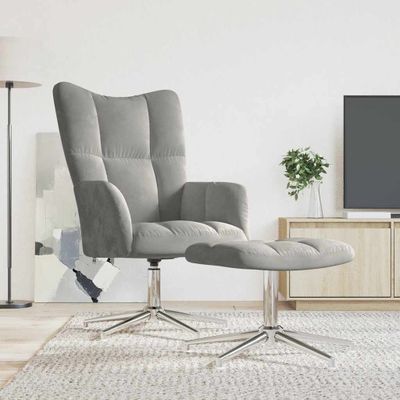 vidaXL Relaxačné kreslo s podnožkou, svetlosivé, zamatové