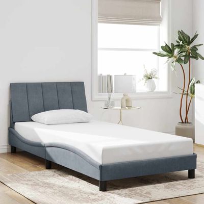 vidaXL Rám postele bez matraca Hanko tmavosivá 100x200 cm zamat