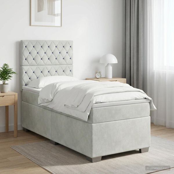 vidaXL Posteľ boxspring s matracom Svetlosivá 80 x 200 cm Zamat