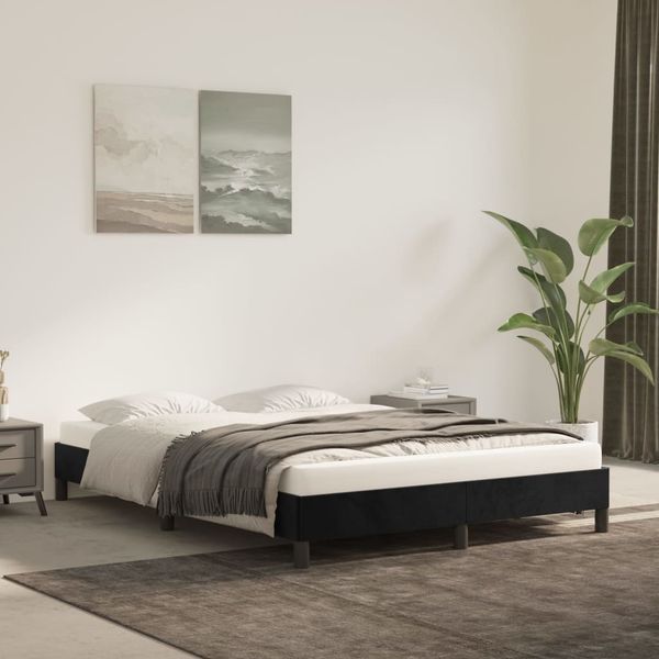 vidaXL Posteľ bez matraca čierna 140x190 cm zamat