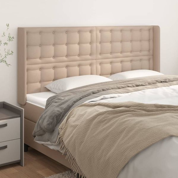 vidaXL Čelo postele so záhybmi kapučínové 163x16x118/128 cm umelá koža