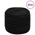 vidaXL Pracovné lano čierne 6 mm 25 m polyester