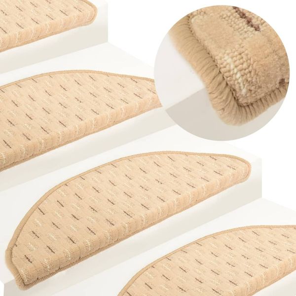 vidaXL Kobercové nášľapy na schody 15 ks krémové 56x17x3 cm