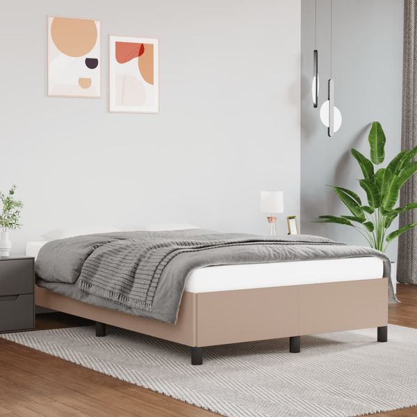 vidaXL Posteľ bez matraca kapučínová 120x190 cm umelá koža
