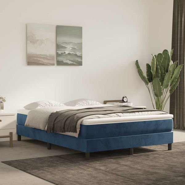 vidaXL Matrac s taštičkovými pružinami stredná tvrdosť tmavomodrý 140x220x20 cm zamat