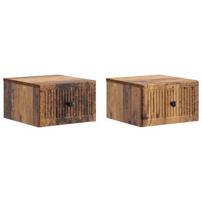 vidaXL Nástenná nočná skrinka 2 pcs Staré drevo 33 x 34,5 x 20 cm