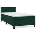 vidaXL Posteľný rám boxsping s matracom tmavozelený 90x190 cm zamat