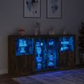 vidaXL Komoda s LED svetlami dymový dub 202x37x100 cm