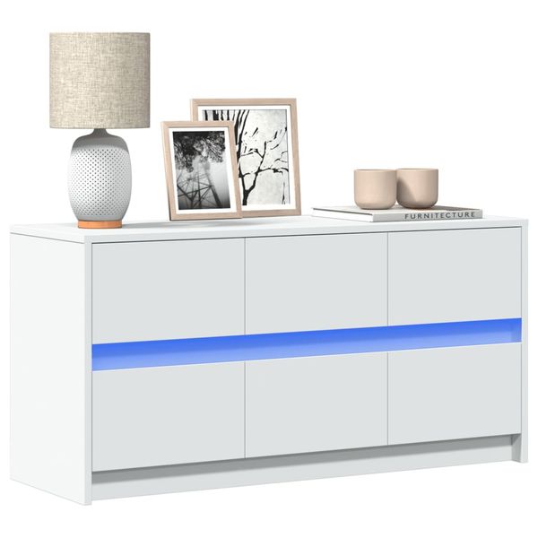 vidaXL TV stolík s LED biely 100x34x50 cm kompozitné drevo