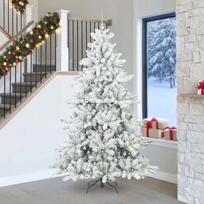 vidaXL Umelý Sklápací Vianočný Stromček Biela 240 cm PVC a oceľ