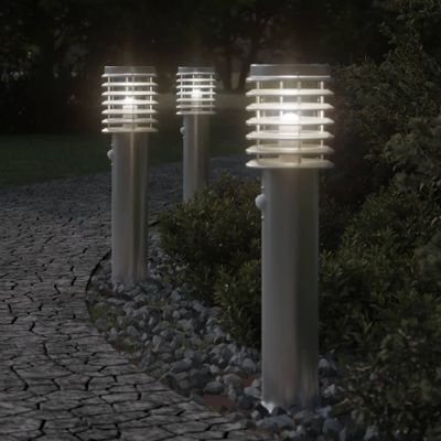 vidaXL Vonkajšia stojaca lampa senzor strieborná 60cm nehrdzavej. oceľ